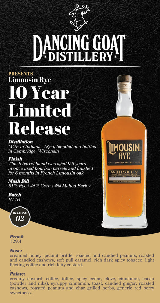 Pre-Order: Dancing Goat Limousin Rye 10 Year Limited Release